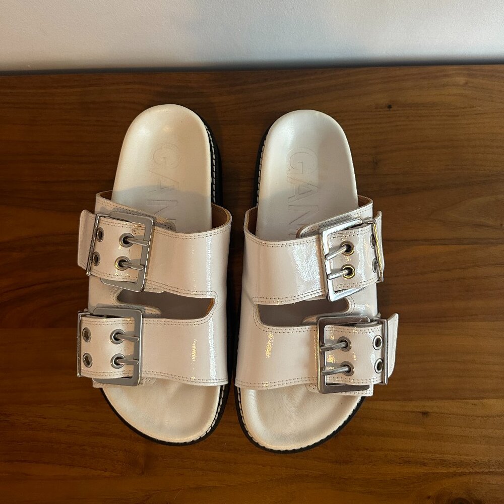 GANNI White Wide Chunky Sandals
